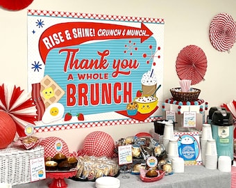 Teacher Appreciation Breakfast Printable Pack, Thanks a Whole Brunch, Staff Appreciation printables, PTO, PTA, gift idea, Just Add Confetti