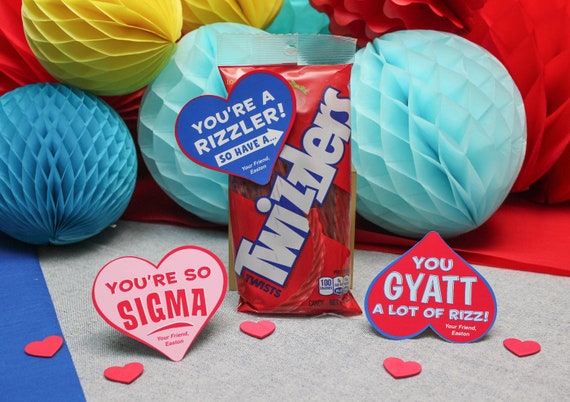 Tween Slang Hearts Valentine Printable: Sigma, Rizzler (PDF)