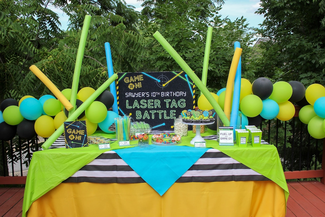 Laser Tag Party Decor Printables, Laser Tag Birthday Party, Kids Birthday, Table Signs, Food Signs, Bottle Labels, Just Add Confetti - Etsy 8-awesome-laser-tag-birthday-invitation-templates-for-boys
