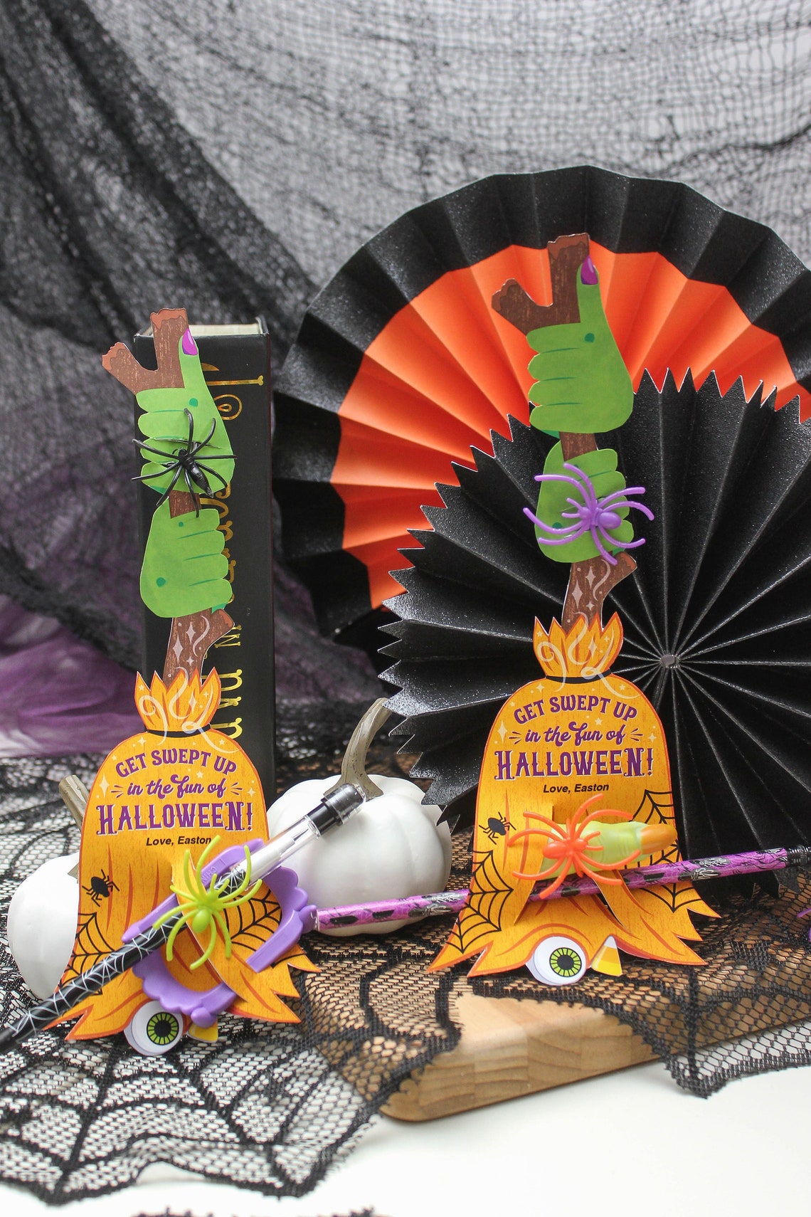 Witch Broom Halloween Printable Cards Halloween Party Favor - Etsy