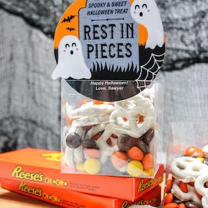 Rest in Pieces Tombstone Halloween presentetikett, Halloween godispåseetikett, Halloween presentetikett, Halloween, Lägg bara till konfetti - DIREKT NEDLADDNING bild 6