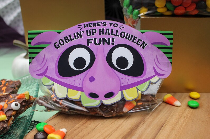 Halloween Goblin Treat Bag Topper, Goblin' Up Halloween Fun, Goblin, Halloween treat, Kids Halloween, Just Add Confetti, Instant Download image 7