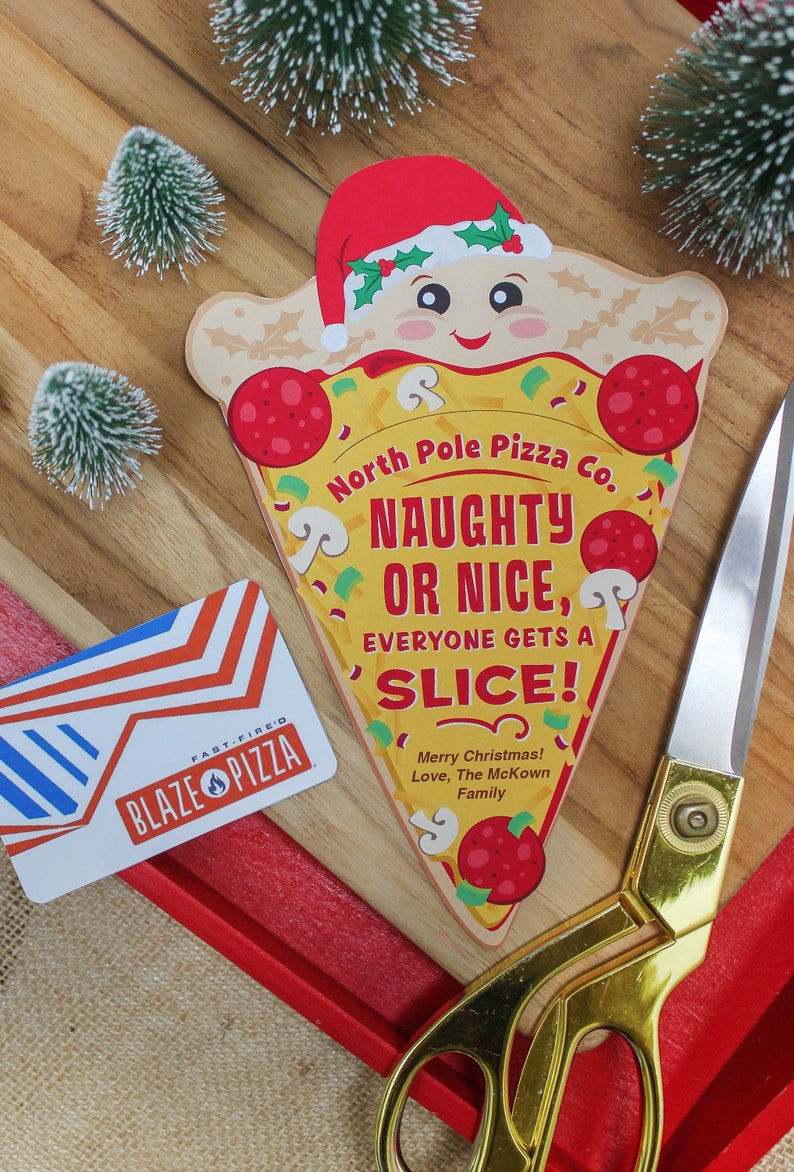 Pizza Christmas gift card holder printable, coworker gift, staff gift, Christmas printable, employee gift, pizza gift, Just Add Confetti image 3