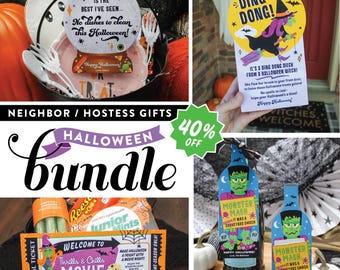 Halloween Gift Printable BUNDLE, Halloween Printable, Halloween Gift Tag, Hostess Halloween Gift, Neighbor Halloween Gift, Just Add Confetti
