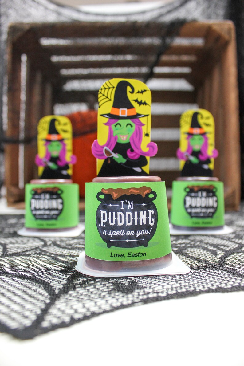 Witch Pudding Cup Halloween Treat Printables Classroom - Etsy