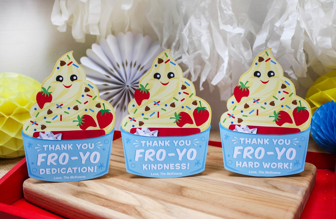 Fro Yo Thank You Gift Printable, Frozen Yogurt, Gift Card Holder, Teacher Gift, Staff Gift
