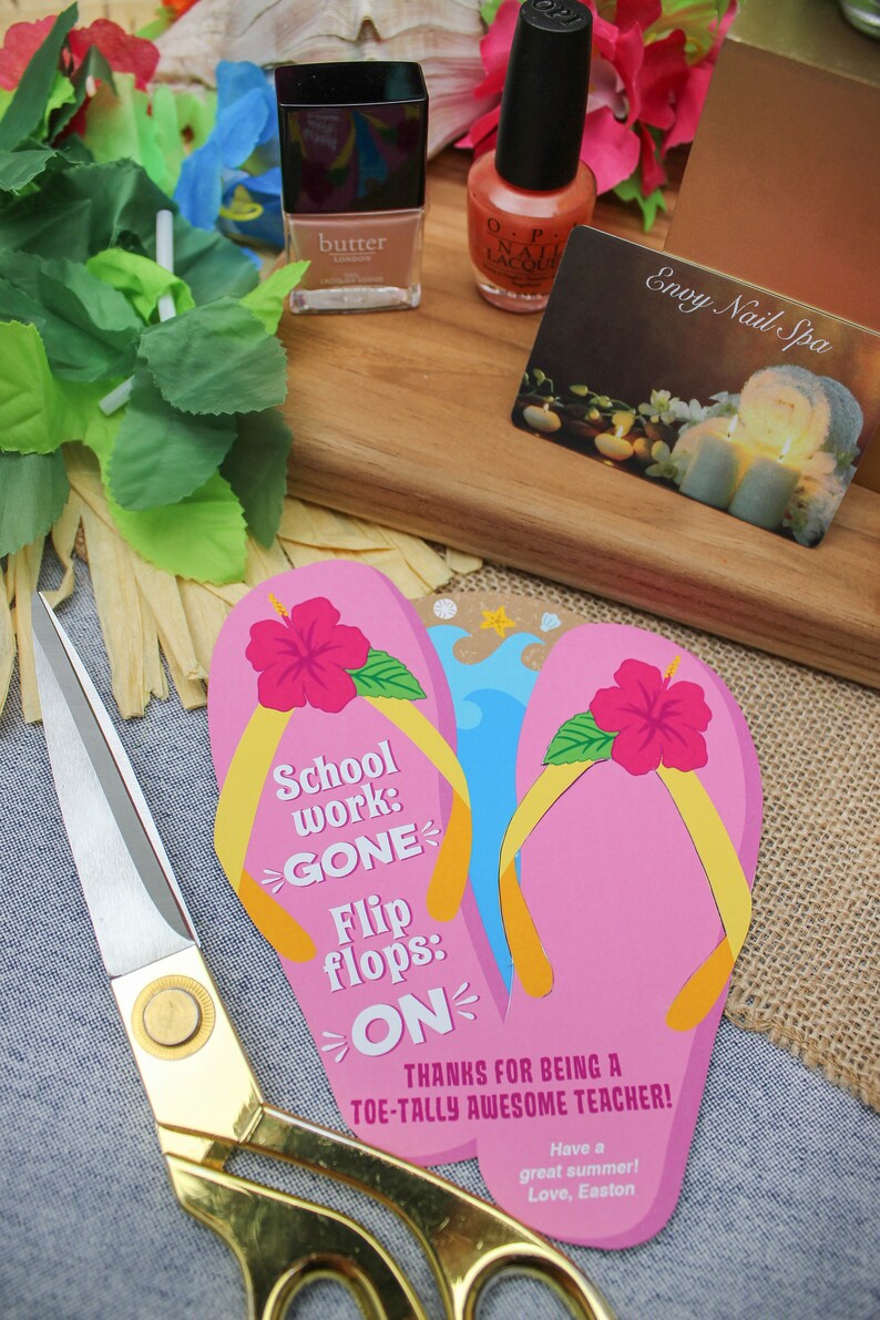 Flip Flop Teacher Gift Printable Nail Polish Gift Nail Salon Etsy