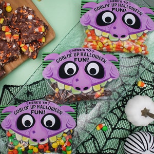 Halloween Goblin Treat Bag Topper, Goblin' Up Halloween Fun, Goblin, Halloween treat, Kids Halloween, Just Add Confetti, Instant Download image 4