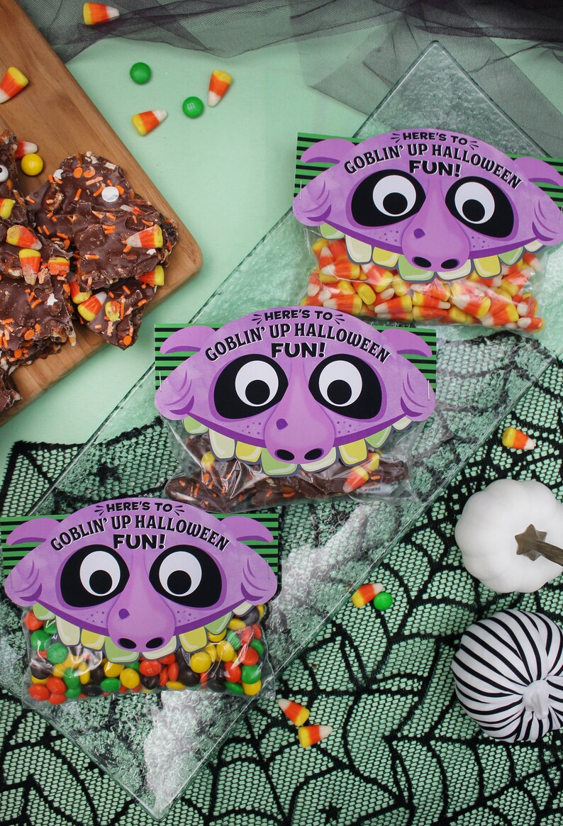 Halloween Goblin Treat Bag Topper, Goblin' Up Halloween Fun, Goblin, Halloween treat, Kids Halloween, Just Add Confetti, Instant Download image 4