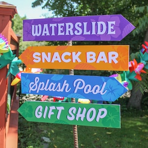 Water Park Party Directional Sign Printable, water slide party, kids birthday, summer party, water party, splash bash, Just Add Confetti