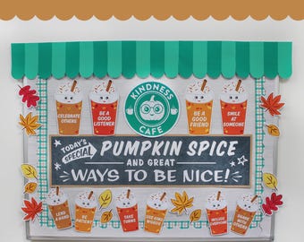 Kindness Fall Classroom Bulletin Board Kit, Autumn Classroom Decor, Printable Teacher Bulletin Board, Pumpkin Spice, Just Add Confetti