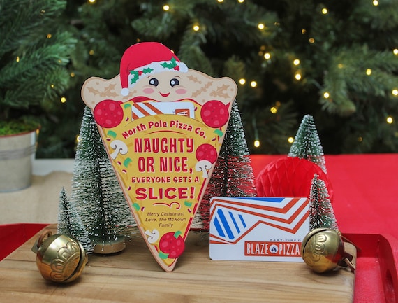 Pizza Christmas gift card holder printable, coworker gift, staff gift, Christmas printable, employee gift, pizza gift, Just Add Confetti