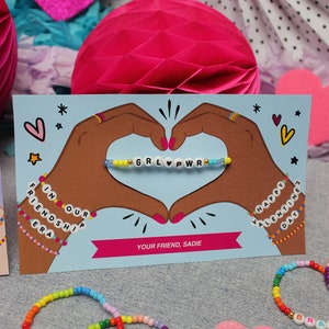 Beaded Bracelet Valentine, Kids Valentine Printable, Valentines for Girls, Classroom Valentines, School Valentines, DIY, Just Add Confetti image 3