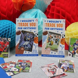 Carte collezionabili sportive per bambini San Valentino, Baseball, Football, Calcio, San Valentino stampabile, San Valentino per bambini, San Valentino scolastico, aggiungi solo coriandoli