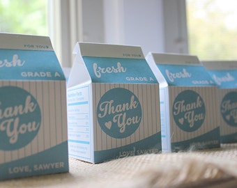 Milk and Cookies Thank You Milk Carton Favor Box and Cookie Tags - Printable, Cookie Party, Cookies and Milk, Digital File, Party Decor