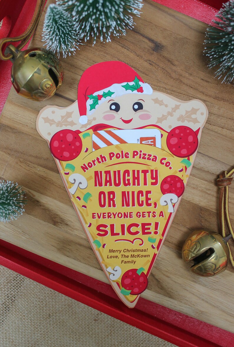 Pizza Christmas gift card holder printable, coworker gift, staff gift, Christmas printable, employee gift, pizza gift, Just Add Confetti image 6