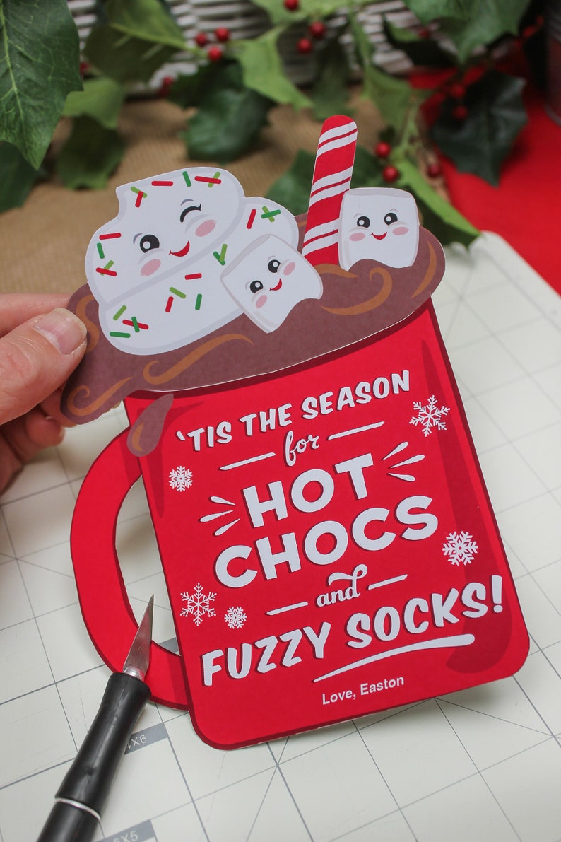 Hot Chocs & Fuzzy Socks Christmas Gift Tag printable, Hot Cocoa Printable, Hot Chocolate Christmas Gift, Instant Download, Just Add Confetti image 6