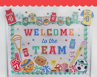 Sports Back to School Bulletin Board Kit, Welcome to the Team, Back to School, Classroom Decor, Bulletin Board Printables, Just Add Confetti