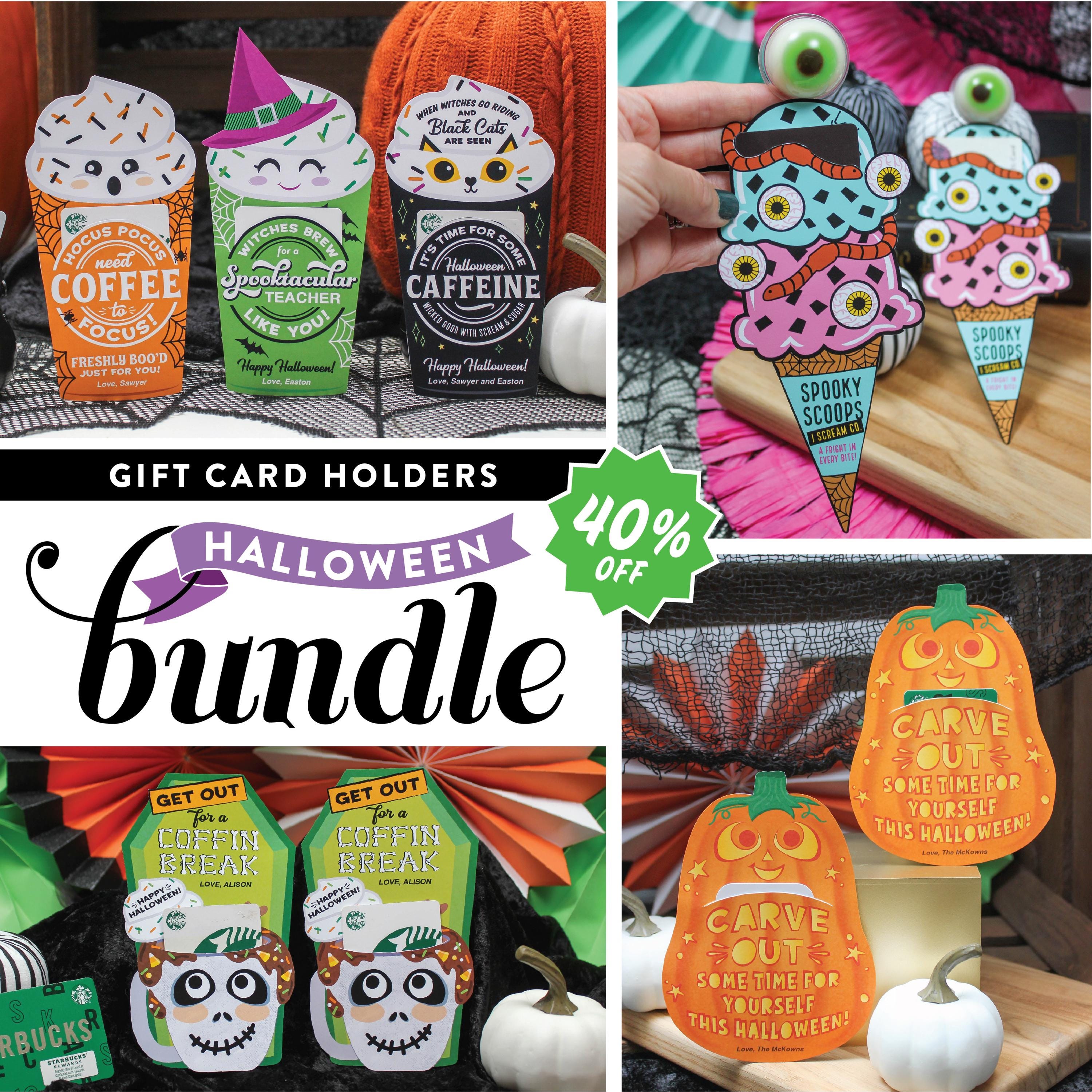 Halloween Gift Card Holder Printable BUNDLE, staff gift, Halloween printable, employee gift, gift card holder, Just Add Confetti
