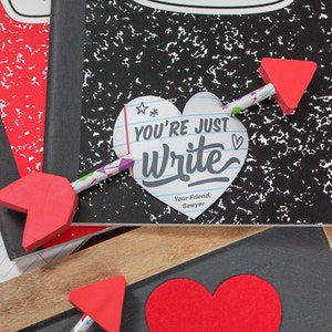 Notebook Hearts Valentine Printable, kids valentines, classroom valentine, school valentine, pencil, Just Add Confetti, Instant Download image 5
