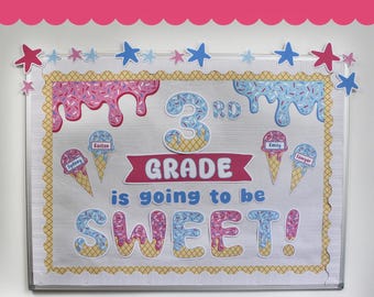 Ice Cream Back to School Bulletin Board Kit, Drip, Ice Cream Drip, Classroom Decor, Classroom Printable, Just Add Confetti, Instant Download