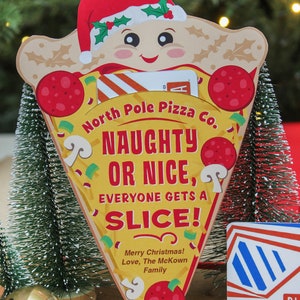 Pizza Christmas gift card holder printable, coworker gift, staff gift, Christmas printable, employee gift, pizza gift, Just Add Confetti image 2