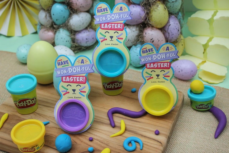 Knete Ostergeschenk, Ostergeschenk zum Ausdrucken, Ostergeschenk für Kinder, Schulgeschenk, Klassenzimmerparty, Ostergeschenk ohne Süßigkeiten, nur fügen Sie Konfetti hinzu Bild 1