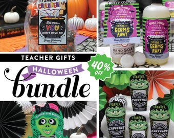 Halloween Teacher Gift Printable BUNDLE, Halloween Printables, Teacher Halloween Gift Tags, Halloween Gifts for Teachers,  Just Add Confetti