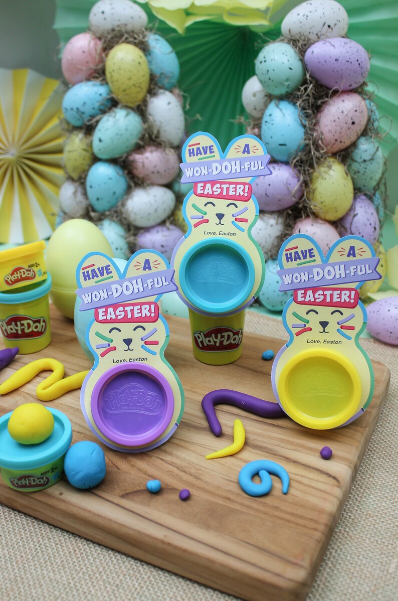 Knete Ostergeschenk, Ostergeschenk zum Ausdrucken, Ostergeschenk für Kinder, Schulgeschenk, Klassenzimmerparty, Ostergeschenk ohne Süßigkeiten, nur fügen Sie Konfetti hinzu Bild 3