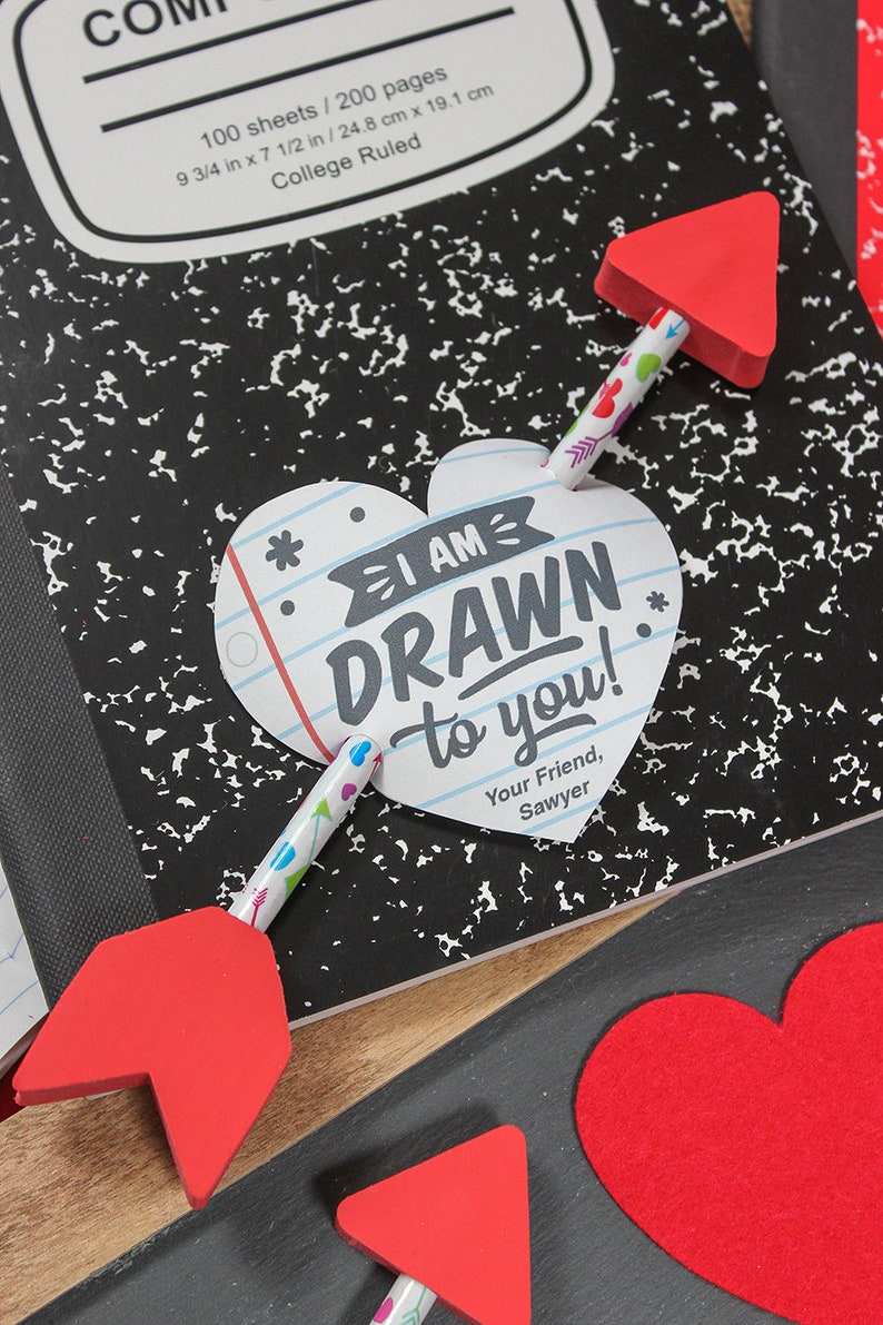 Notebook Hearts Valentine Printable, kids valentines, classroom valentine, school valentine, pencil, Just Add Confetti, Instant Download image 8