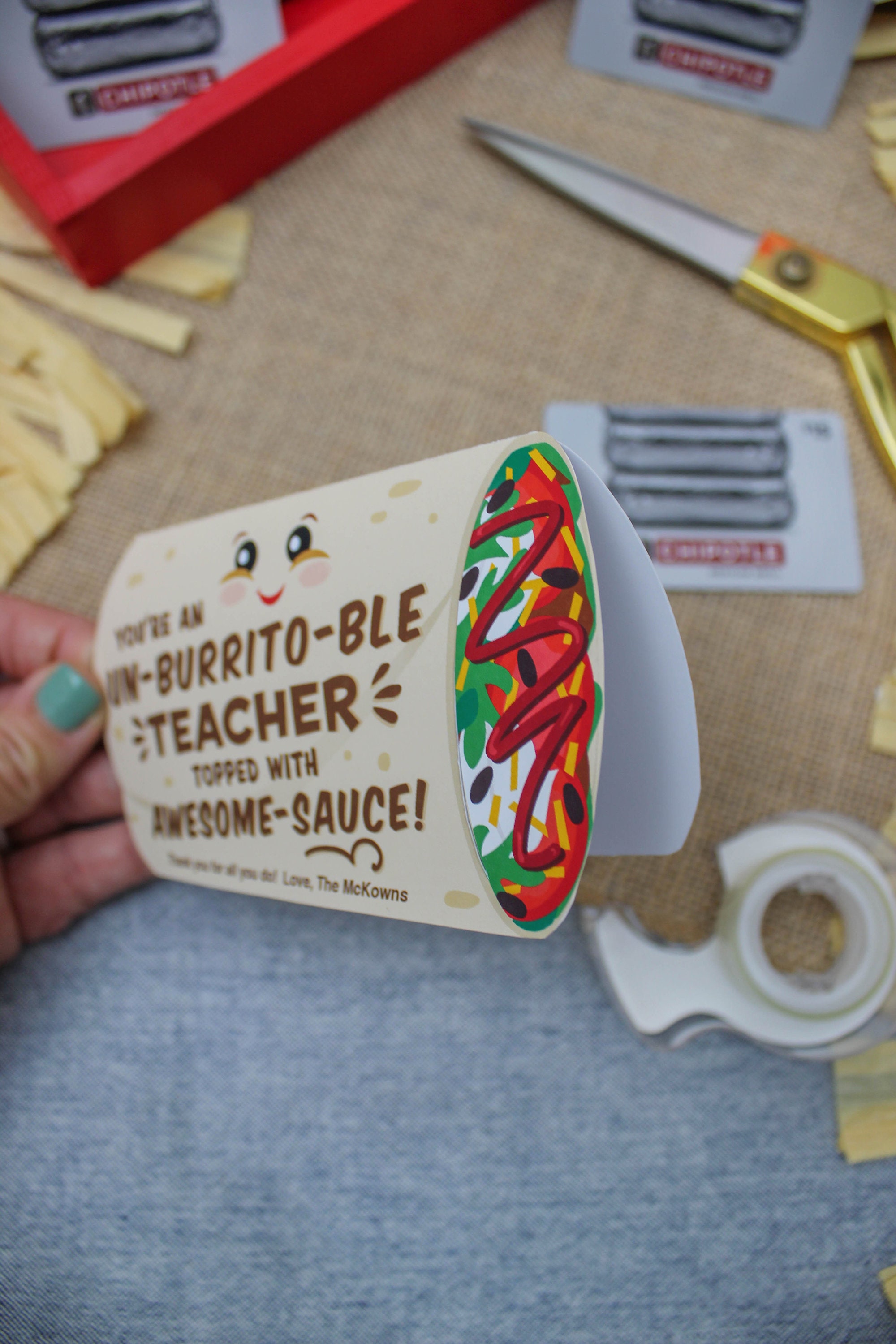 Taco and Burrito Teacher Gift Card Holder Printable Instant - Etsy India