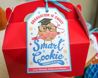 Smart Cookie graduation treat bag gift tags - EDITABLE PDF, preschool graduation, kindergarten graduation, middle school, Just Add Confetti