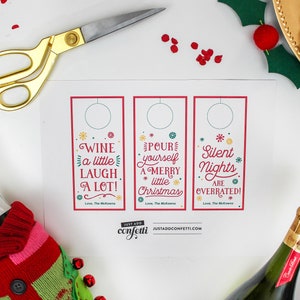Christmas Wine Bottle Gift Tags, Printable Wine Tags, Bottle Tags, Wine ...