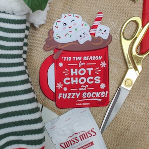 Hot Chocs & Fuzzy Socks Christmas Gift Tag printable, Hot Cocoa Printable, Hot Chocolate Christmas Gift, Instant Download, Just Add Confetti image 4