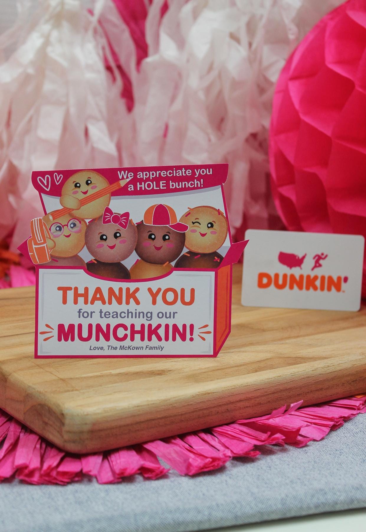 Teacher Appreciation Donut Hole Gift Card Holder Printable, Instant Download, Teacher Gift, Daycare Gift, Just Add Confetti