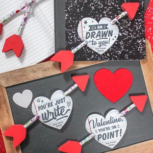 Notebook Hearts Valentine Printable, kids valentines, classroom valentine, school valentine, pencil, Just Add Confetti, Instant Download image 2