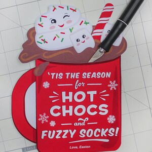 Hot Chocs & Fuzzy Socks Christmas Gift Tag printable, Hot Cocoa Printable, Hot Chocolate Christmas Gift, Instant Download, Just Add Confetti image 5