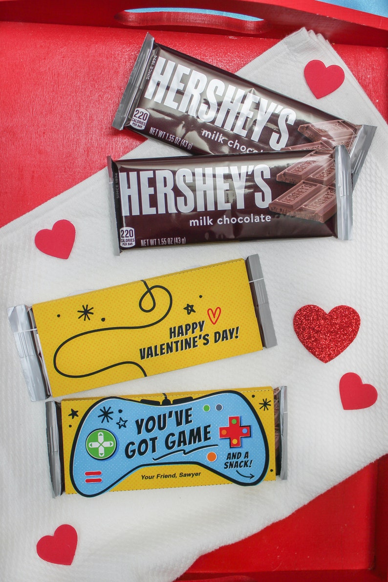 Video Game Kids Valentine, Candy Bar Wrapper Kids Valentine, Gamer Valentine, Hershey Chocolate Bar, Classroom Valentine, Just Add Confetti image 3