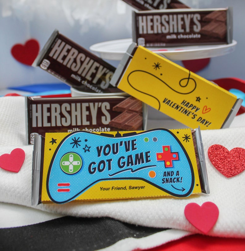 Video Game Kids Valentine, Candy Bar Wrapper Kids Valentine, Gamer Valentine, Hershey Chocolate Bar, Classroom Valentine, Just Add Confetti image 4