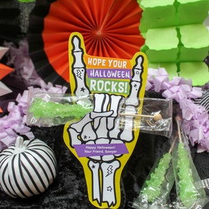 Rocker Skeleton Hand Halloween Printable, rock candy Halloween treat, rock on, Halloween treat tag, Just Add Confetti, INSTANT DOWNLOAD image 6