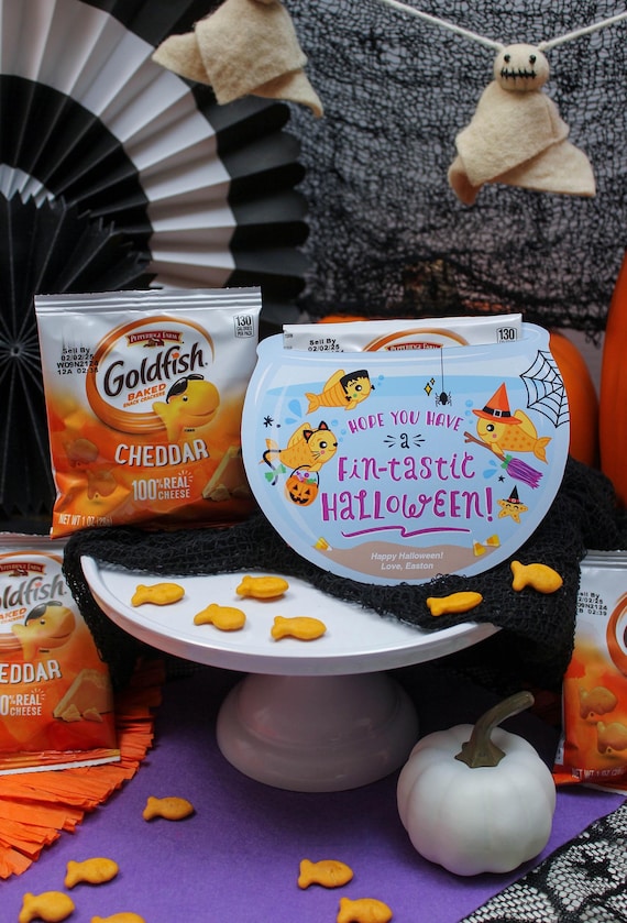 Goldfish Halloween Printable, Fish, Goldfish, Halloween Printable, Halloween treat, Halloween gift tag, Just Add Confetti - INSTANT DOWNLOAD