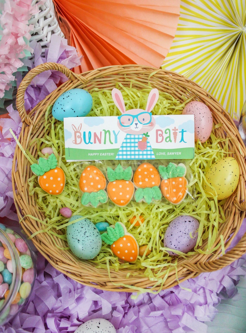 Bunny Bait treat bag topper—Personalizable Editable PDF—Perfect for gift giving, Easter basket treats, classroom treats—Instant download image 1