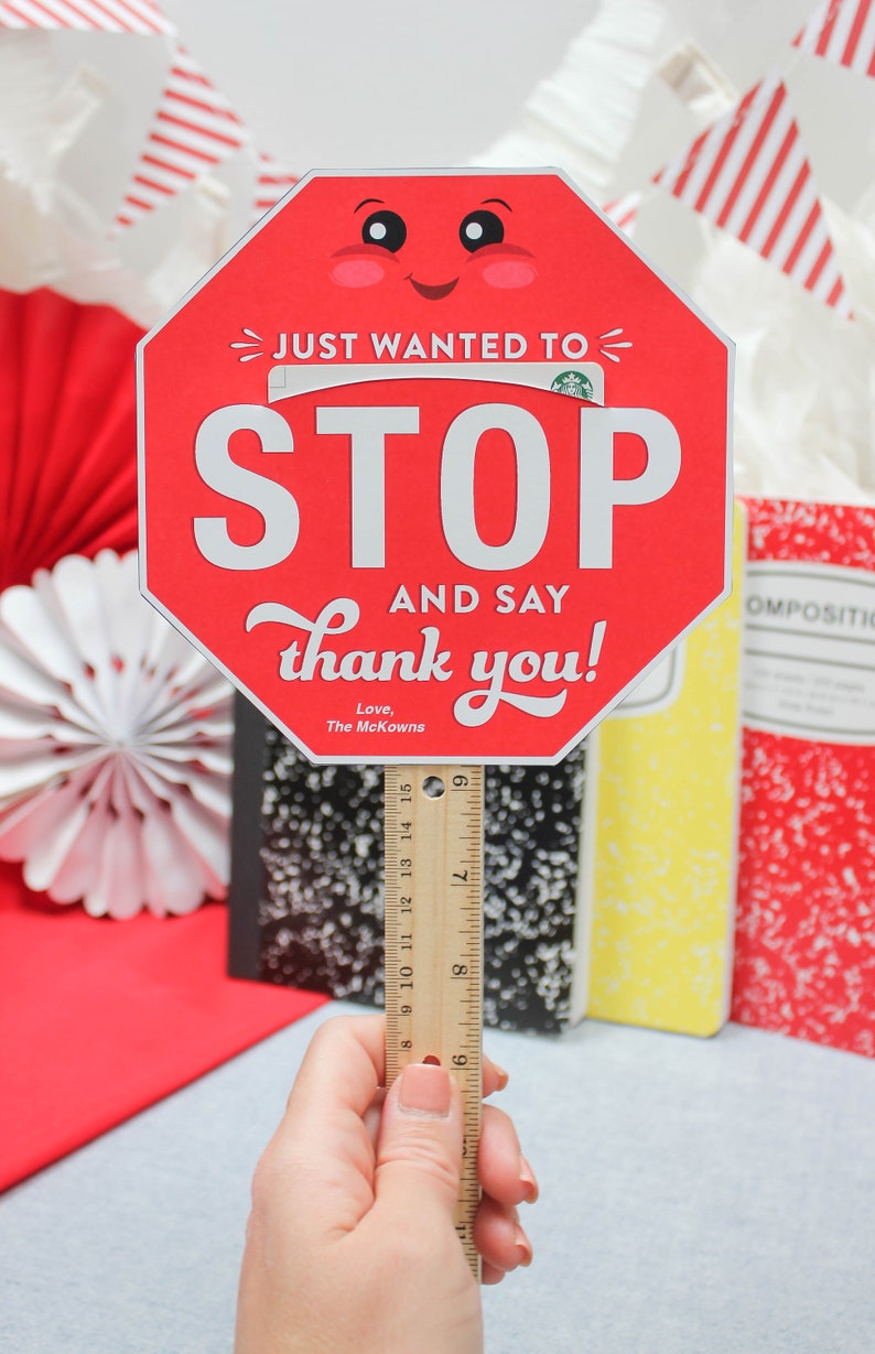 Stop Sign Crossing Guard gift card holder printable, staff appreciation, school, end of the year gift, gift card holder, Just Add Confetti image 2