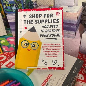 School Supplies Restock Printable Signs, Teacher Appreciation, PTO, PTA ...