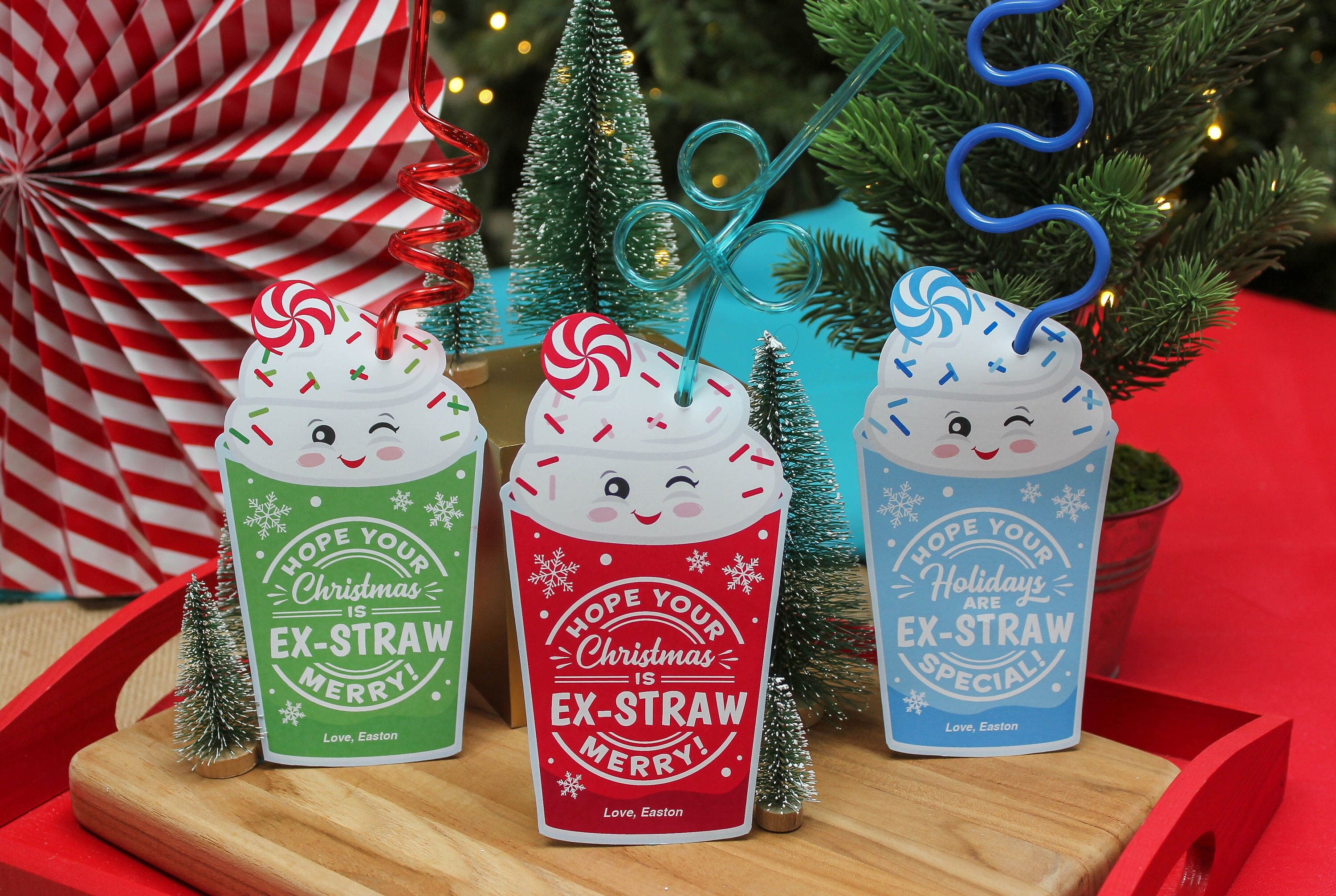 Crazy Straw Christmas Printable, Holiday Gift, Gift Tag, Party