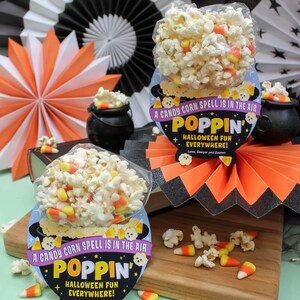 Popcorn Halloween Treat printable, Halloween treat bag tag, kids Halloween party favor, candy corn, Just Add Confetti INSTANT DOWNLOAD image 7