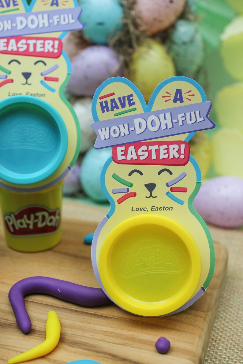 Knete Ostergeschenk, Ostergeschenk zum Ausdrucken, Ostergeschenk für Kinder, Schulgeschenk, Klassenzimmerparty, Ostergeschenk ohne Süßigkeiten, nur fügen Sie Konfetti hinzu Bild 6