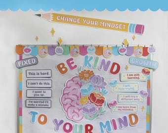 Be Kind to your Mind, Growth Mindset Bulletin Board Printables, Change your Mindset,  Back to School, Classroom Decor, Just Add Confetti