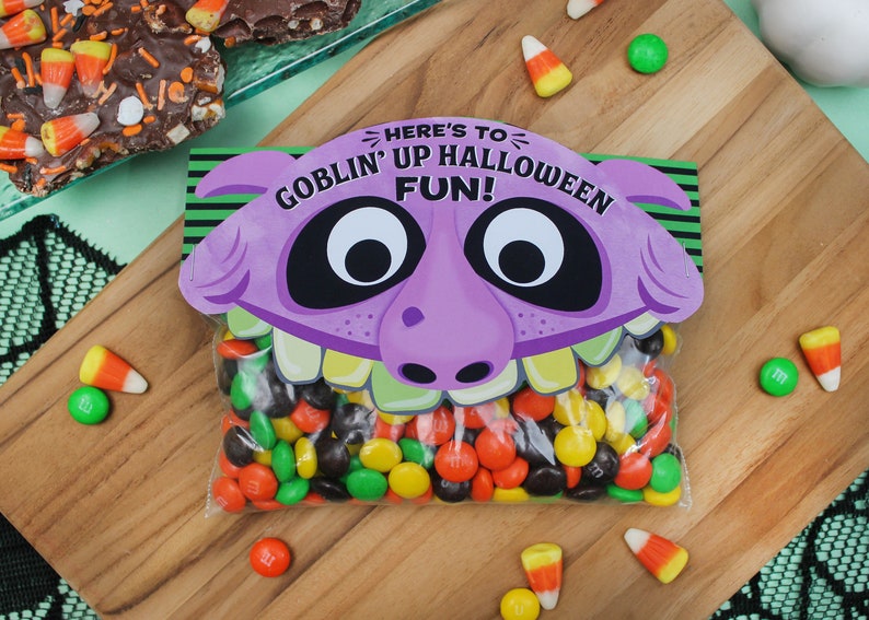 Halloween Goblin Treat Bag Topper, Goblin' Up Halloween Fun, Goblin, Halloween treat, Kids Halloween, Just Add Confetti, Instant Download image 3
