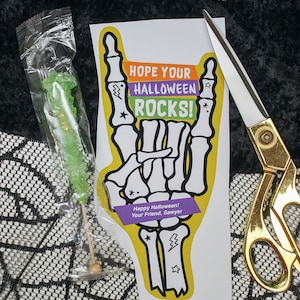 Rocker Skeleton Hand Halloween Printable, rock candy Halloween treat, rock on, Halloween treat tag, Just Add Confetti, INSTANT DOWNLOAD image 3